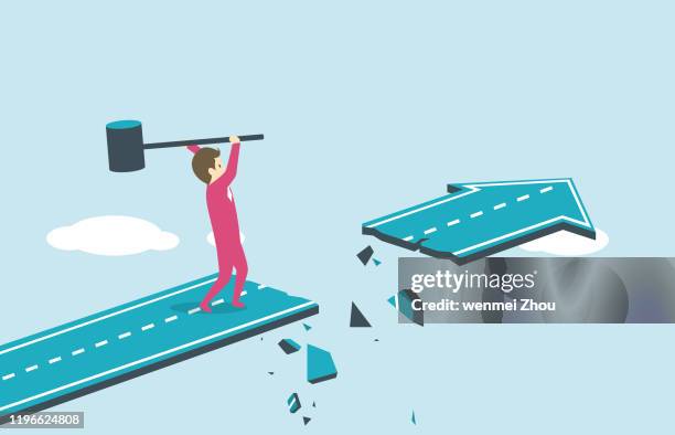 hitting - road crack stock illustrations