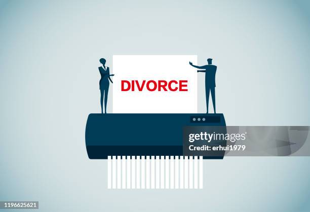 divorce - document shredding stock illustrations