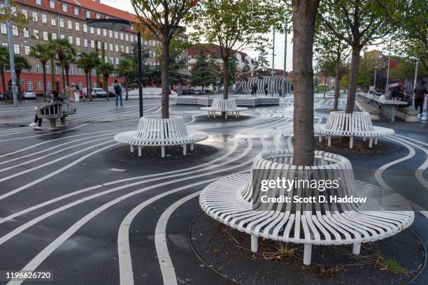 superkilen park, copenhagen - copenhagen park stock pictures, royalty-free photos & images