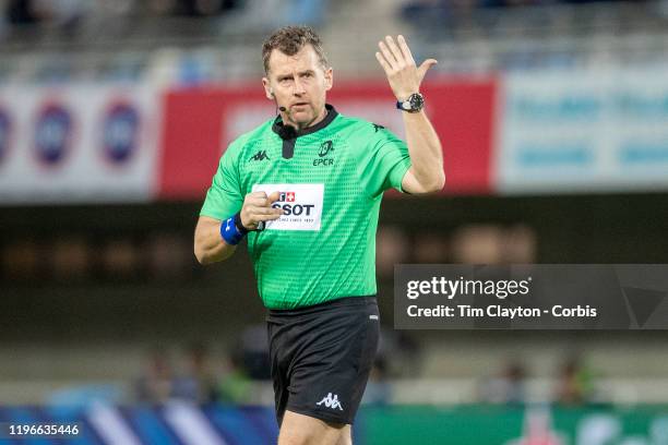 December 14: Referee Nigel Owens of Wales in action during the Montpellier V Stade Toulouse European Rugby Championship Cup match at the GGL Stadium...