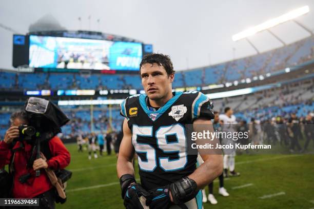 Luke Kuechly of the Carolina Panthers after their game against the New Orleans Saints at Bank of America Stadium on December 29, 2019 in Charlotte,...