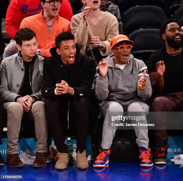 Jackson Lee and Spike Lee attend Brooklyn Nets v New York Knicks game at Madison Square Garden on January 26, 2020 in New York City.