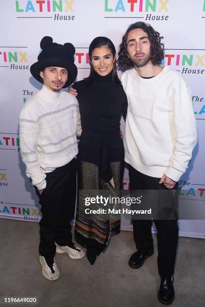 Moises Arias, Diane Guerrero and Mateo Arias attend the Latinx House Blast Beat Dinner on January 26, 2020 at Latinx house in Park City, Utah.