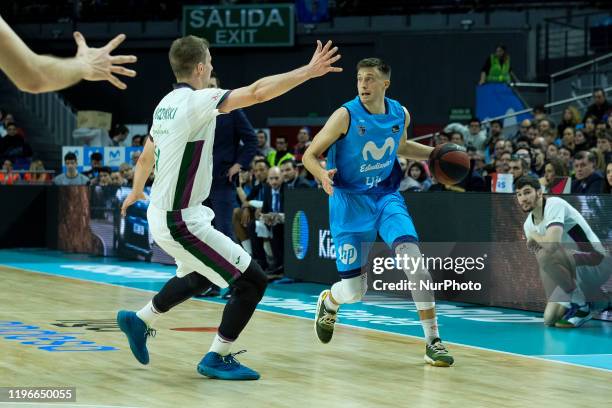 Aleksa Avramovic of Movistar Estudiantes during the Spanish League, Liga ACB, basketball match, Regular Season, played between Movistar Estudiantes v...