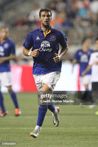 Forward Apostalas Vellias of Everton FC in action during a game against the Philadelphia Union at PPL Park on July 20, 2011 in Chester, Pennsylvania....