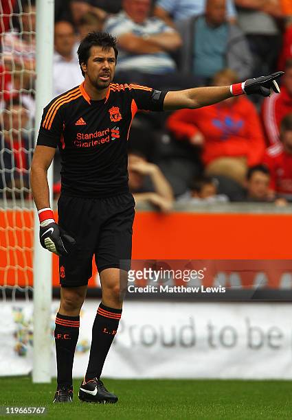 Doni of Liverpool in action during the Pre Season Friendly match between Hull City and Liverpool at KC Stadium on July 23, 2011 in Hull, England.