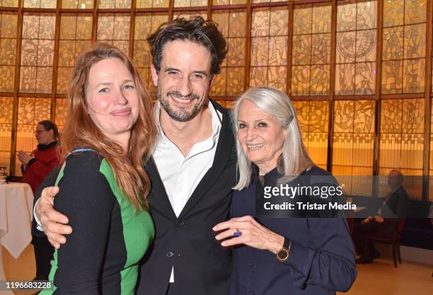 Nicola Mommsen, Oliver Mommsen and Charlotte Mommsen attend the "Ab jetzt" theater premiere on January 26, 2020 in Berlin, Germany.