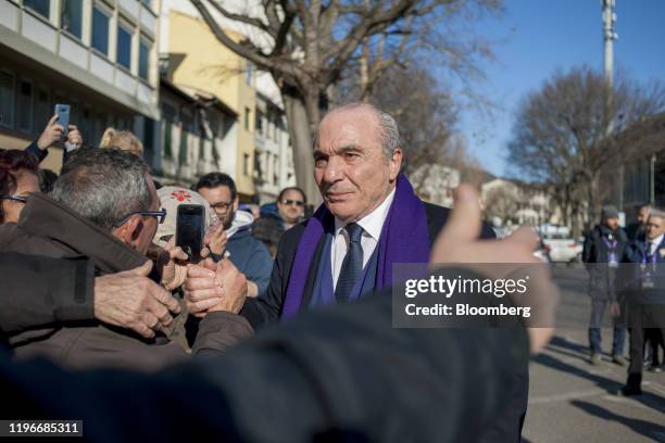 Rocco Commisso, chief executive officer and founder of Mediacom Communications Corp., greets fans shortly before the ACF Fiorentina v SPAL Italian...