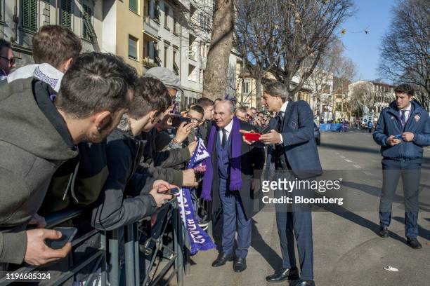 Rocco Commisso, chief executive officer and founder of Mediacom Communications Corp., greets fans shortly before the ACF Fiorentina v SPAL Italian...