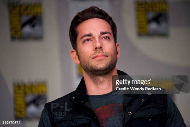 Zachary Levi speaks on stage during day three of Comic-Con 2011 held at the San Diego Convention Center on July 23, 2011 in San Diego, California.
