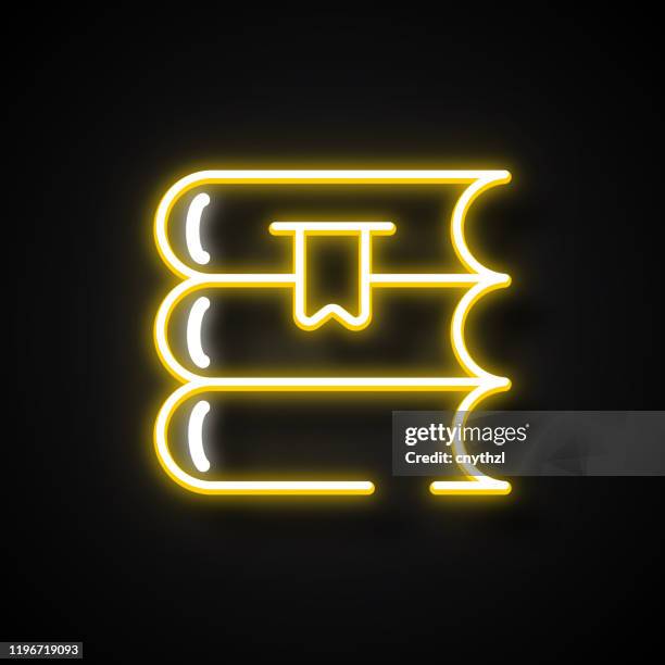 glowing neon effect education icon. outline symbol collection - teacher empty classroom stock illustrations