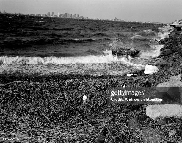 Cold wind blows waves onto Deer Island in 2011 in Winthrop, Massachusetts. By the 1670s enough indigenous people had converted to Christianity to...