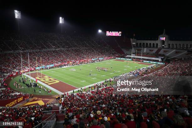 General view of Memorial Coliseum during the game between the USC Trojans and the Arizona Wildcats at Los Angeles Memorial Coliseum on October 19,...