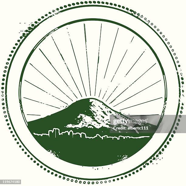 seattle stamp supreme - mount rainier stock illustrations