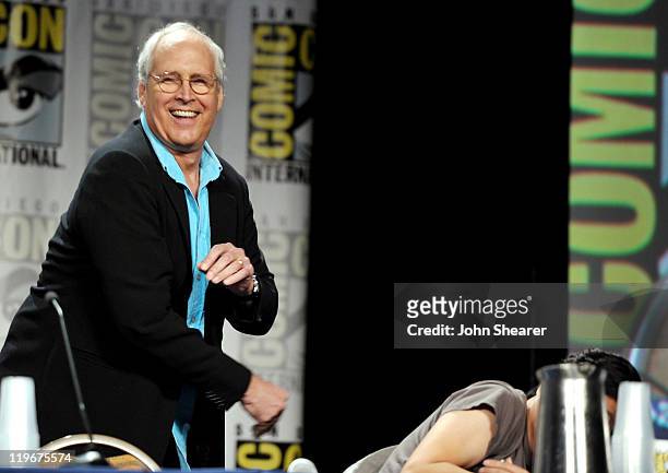 Actor Chevy Chase speaks at the "Community" Panel during Comic-Con 2011 on July 23, 2011 in San Diego, California.