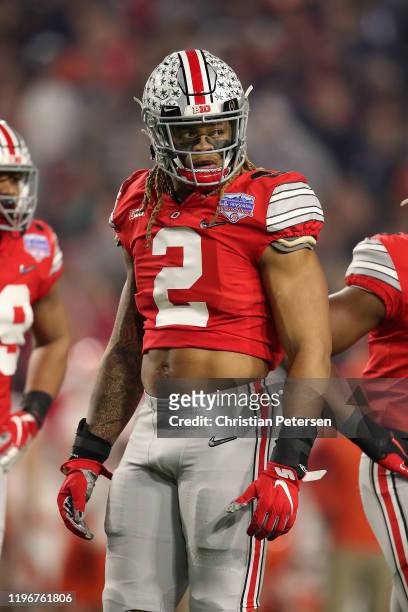 Defensive end Chase Young of the Ohio State Buckeyes during the PlayStation Fiesta Bowl against the Clemson Tigers at State Farm Stadium on December...