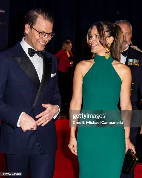 Prince Daniel of Sweden and Princess Sofia of Sweden arriving at Idrottsgalan, the annual Swedish Sports Gala, at the Ericsson Globe Arena on January...