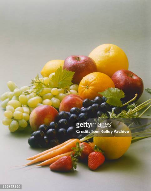 fresh fruits and vegetable on white background, close-up - 1957 stock pictures, royalty-free photos & images