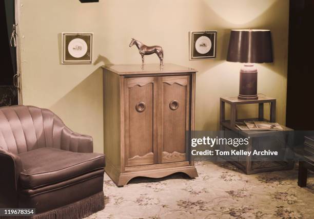home interior with horse sculpture on cupboard - 1951 stock pictures, royalty-free photos & images