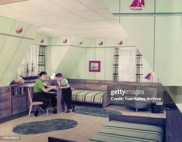 father and son in study room - 1952 stock pictures, royalty-free photos & images
