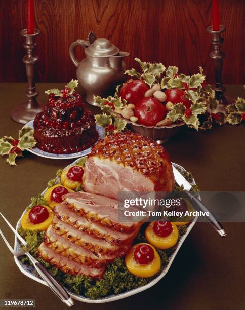 roasted beef with salad and dessert - bewitched 1966 stock pictures, royalty-free photos & images