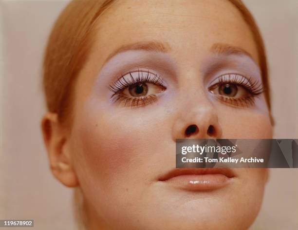 woman with eyeshadow, portrait, close-up - 1970 stock pictures, royalty-free photos & images