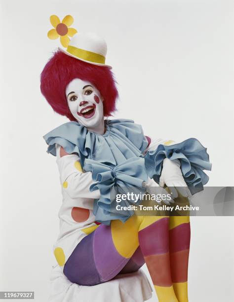 young woman in clown costume, smiling, portrait - 1977 stock pictures, royalty-free photos & images