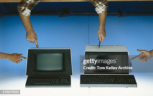 Old Point Computer Hand Sign Human Hands Pointing Vintage Computers High-Res Stock Photo - Getty Images