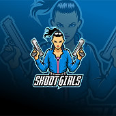 Shoot girl esport mascot logo