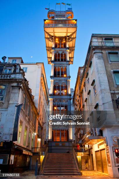 elevador de santa justa in lisbon - baixa stock pictures, royalty-free photos & images