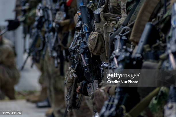 Colombian and US troops hold joint military exercises in Tolemaida, Colombia, on January 26, 2020. The United States will participate with 75...