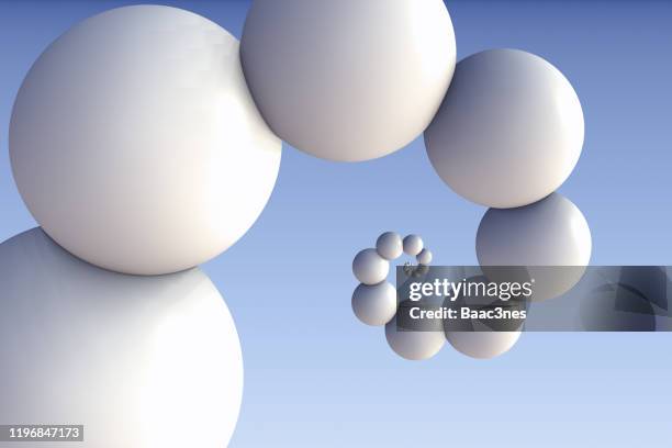 endless spiral of white balls - eenheid stockfoto's en -beelden