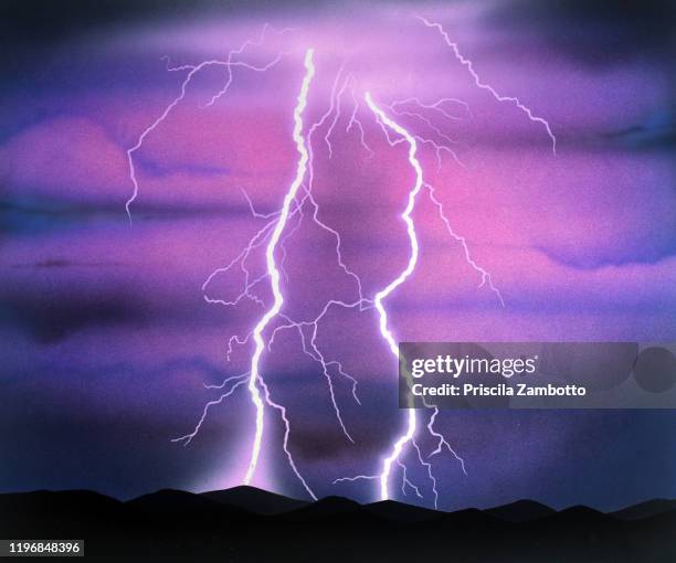 lightning storm - airbrush stock-fotos und bilder