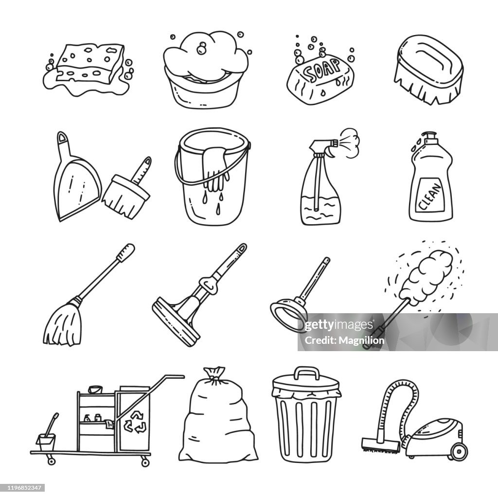 Set doodles per la pulizia