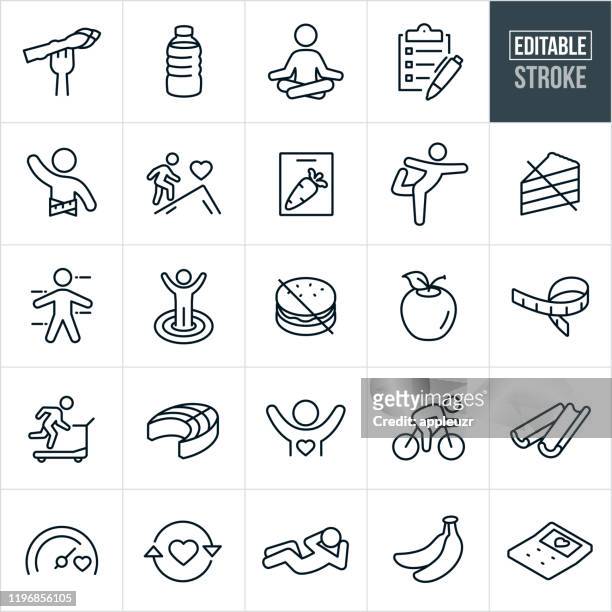 healthy lifestyle thin line icons - editable stroke - healthy lifestyle stock illustrations