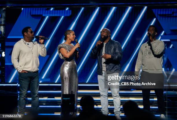 Alicia Keys and Boyz II Men give tribute to Kobe Bryant at THE 62ND ANNUAL GRAMMY® AWARDS, broadcast live from the STAPLES Center in Los Angeles,...
