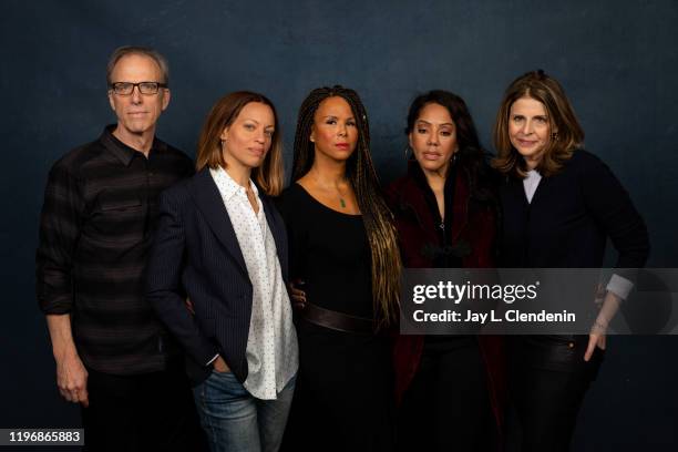 Director Kirby Dick, subjects Drew Dixon, Sal Lai Abrams, Sheri Hines and director Amy Ziering from 'On the Record' are photographed in the L.A....