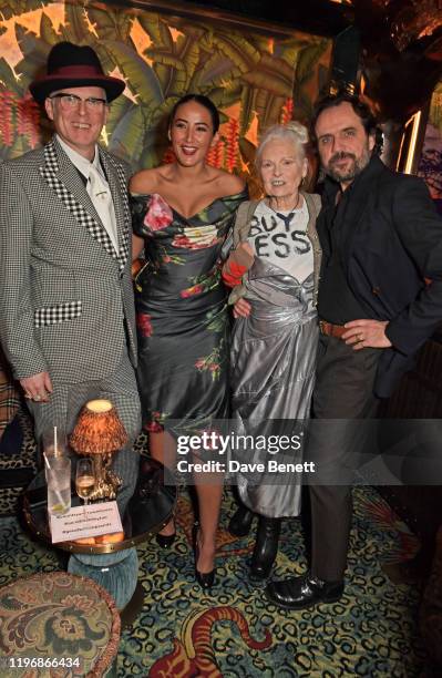 Joe Corre, Cora Corre, Dame Vivienne Westwood and Andreas Kronthaler attend the 'Country & Town House: Great British Brands' party at Annabel's on...