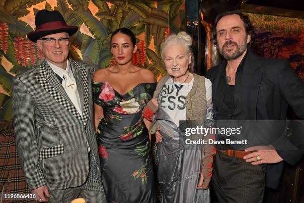 Joe Corre, Cora Corre, Dame Vivienne Westwood and Andreas Kronthaler attend the 'Country & Town House: Great British Brands' party at Annabel's on...