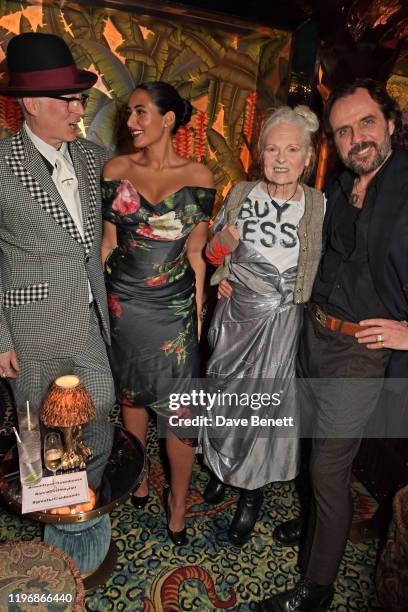 Joe Corre, Cora Corre, Dame Vivienne Westwood and Andreas Kronthaler attend the 'Country & Town House: Great British Brands' party at Annabel's on...