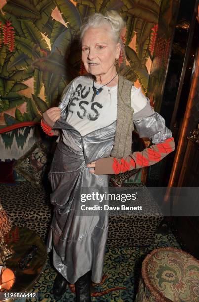 Dame Vivienne Westwood attends the 'Country & Town House: Great British Brands' party at Annabel's on January 27, 2020 in London, England.