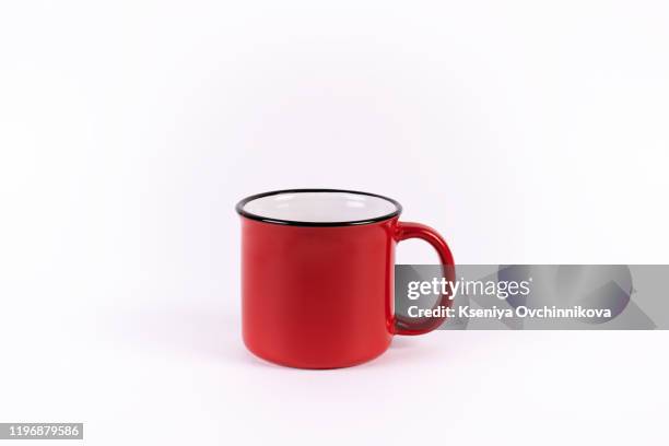 cup, isolated on white - red mug stock pictures, royalty-free photos & images