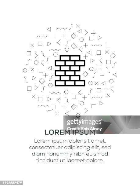 brickwork icon arranged with geometrical shapes - single brick stock illustrations