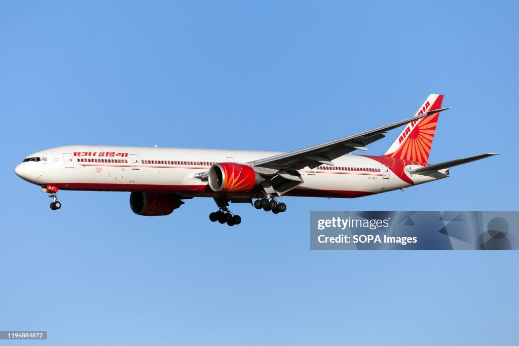 An Air India Boeing 777-300ER lands at London Heathrow...