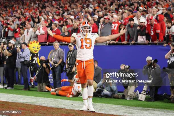 Safety Tanner Muse of the Clemson Tigers reacts during the PlayStation Fiesta Bowl against the Ohio State Buckeyes at State Farm Stadium on December...