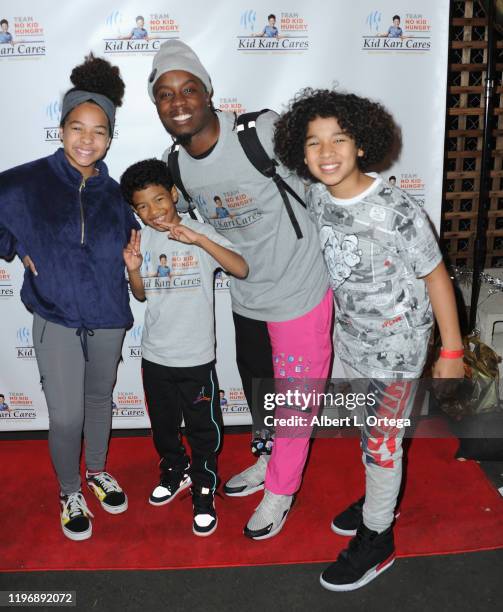 Ava Farmer, Jakari Fraser, Willdabeast Adams and Aiden Farmer arrive for the No Kid Hungry Dance-A-Thon held at Imma Space on December 30, 2019 in...