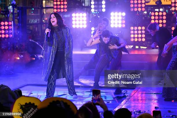 Alanis Morissette and the Jagged Little Pill cast perform at Times Square New Year's Eve 2020 Celebration on December 31, 2019 in New York City.