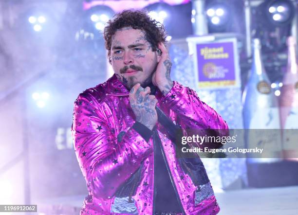 Post Malone performs during Dick Clark's New Year's Rockin' Eve With Ryan Seacrest 2020 on December 31, 2019 in New York City.