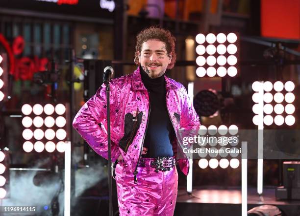 Post Malone performs during the Times Square New Year's Eve 2020 Celebration on December 31, 2019 in New York City.