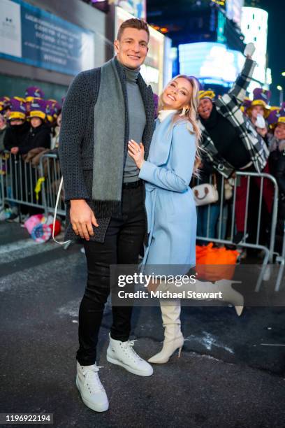 Rob Gronkowski and Camille Kostek attend Times Square New Year's Eve 2020 Celebration on December 31, 2019 in New York City.